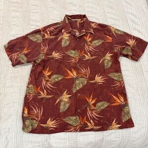 Vintage Tommy Bahama Silk Birds of Paradise Camp Shirt Large Short Sleeve